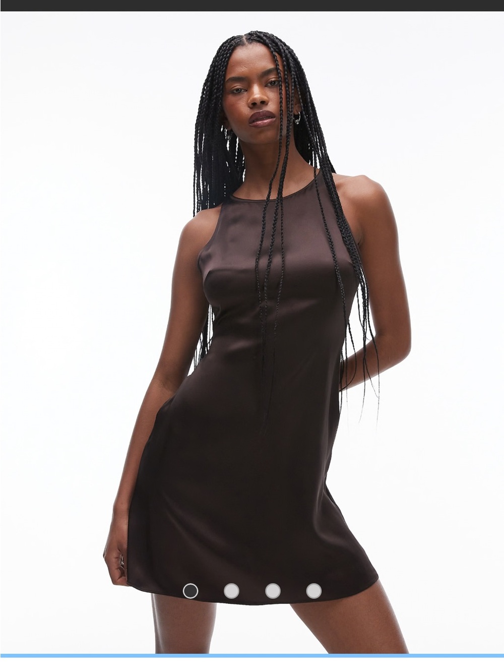 & Other Stories Sleeveless Brown Satin Mini Dress
